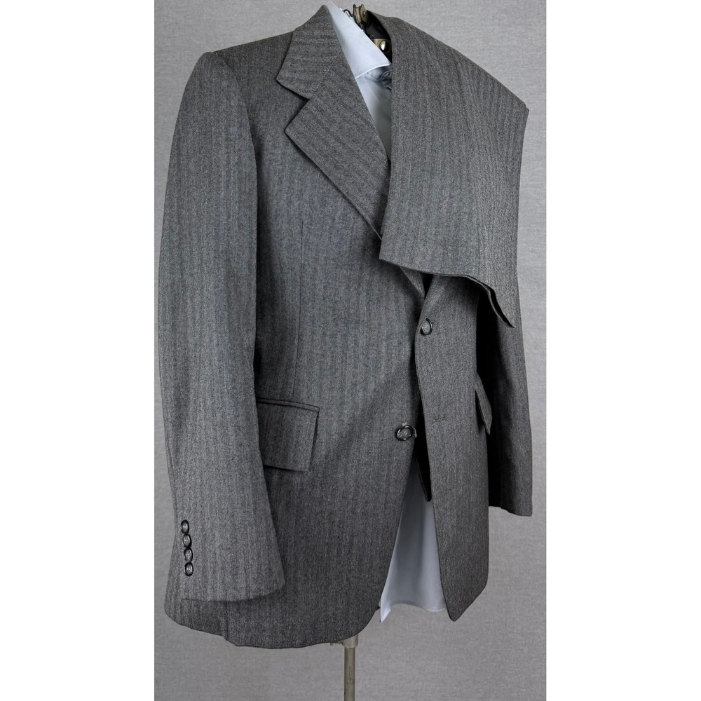 Pierre Cardin Vintage 70s 3 Piece Suit Grey Herringbone 38L 34x33